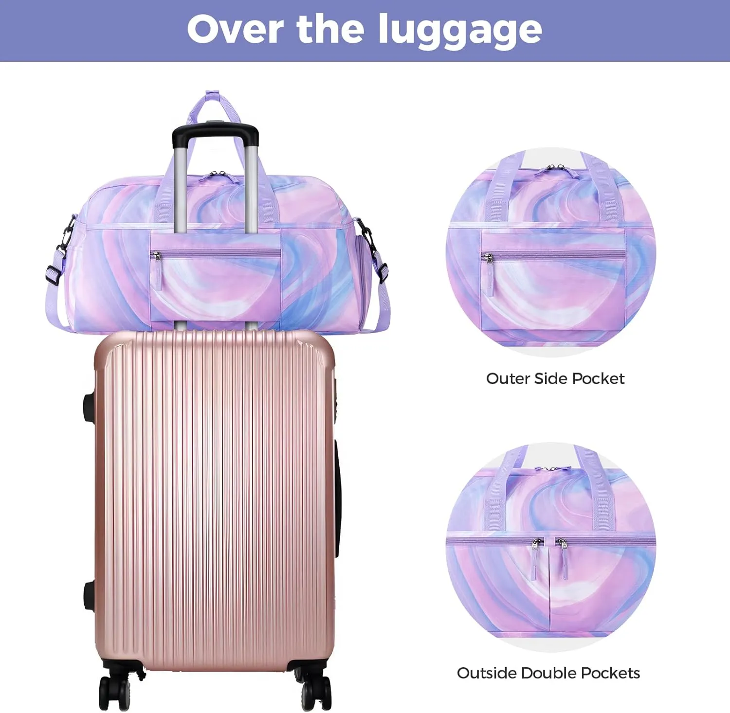 Choco Mocha Girls Duffle Bag for Travel Sports Duffle Bag with Shoe Compartment Gym Duffle Tote Bag Dance Duffle Bags for Teen Girls Butterfly Purple