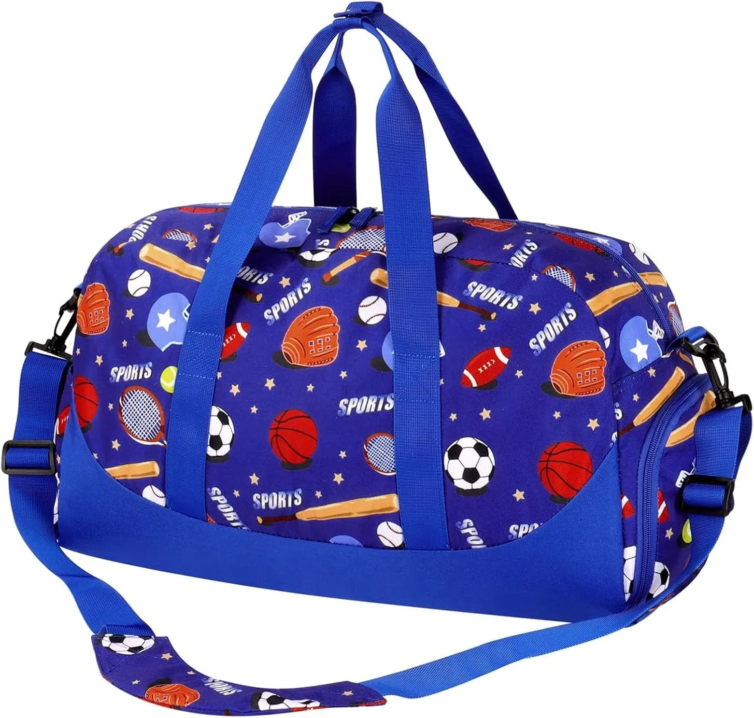 Choco Mocha Kids Duffle Bag Boys Soccer Duffle Bag for Kids Travel Bag Boys Overnight Bag for Kids Duffel Bags for Toddler Weekender Bag Childrens Kids Gym Sports Sleepover Bag 6-8 Gift Blue