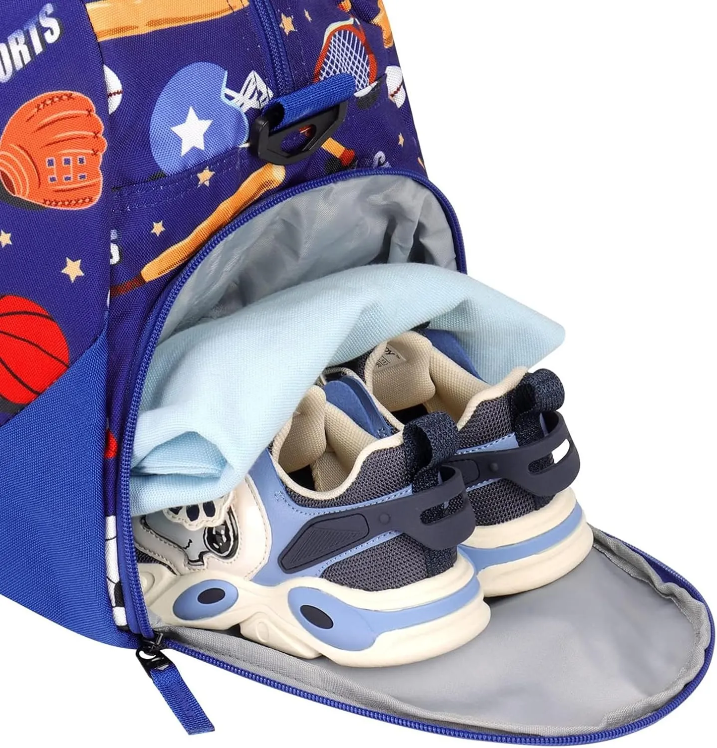 Choco Mocha Kids Duffle Bag Boys Soccer Duffle Bag for Kids Travel Bag Boys Overnight Bag for Kids Duffel Bags for Toddler Weekender Bag Childrens Kids Gym Sports Sleepover Bag 6-8 Gift Blue