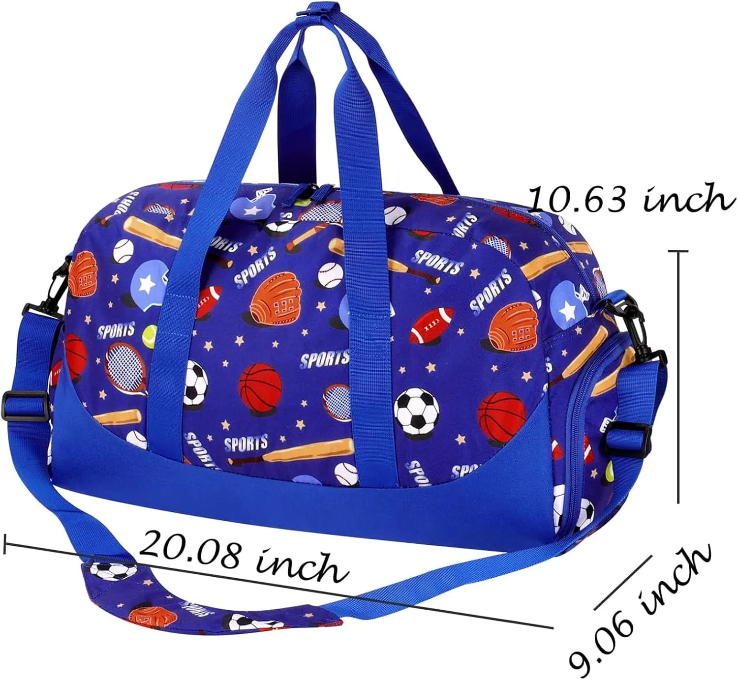 Choco Mocha Kids Duffle Bag Boys Soccer Duffle Bag for Kids Travel Bag Boys Overnight Bag for Kids Duffel Bags for Toddler Weekender Bag Childrens Kids Gym Sports Sleepover Bag 6-8 Gift Blue