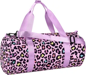 Choco Mocha Kids Duffle Bag Girls - Cheetah Weekender Overnight Bags for Little Girl Dance Bag Ages 6-8, Pink