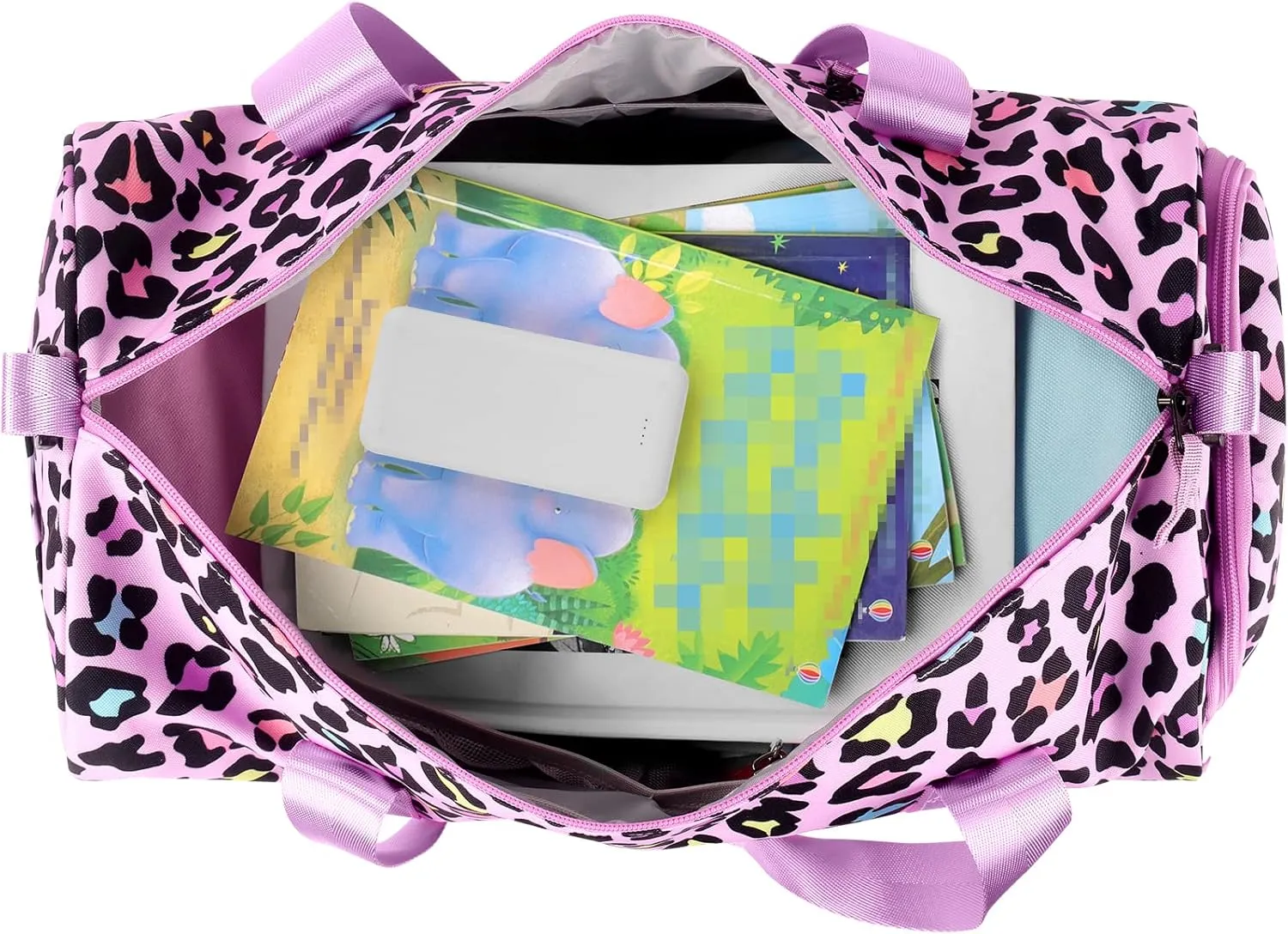 Choco Mocha Kids Duffle Bag Girls - Cheetah Weekender Overnight Bags for Little Girl Dance Bag Ages 6-8, Pink