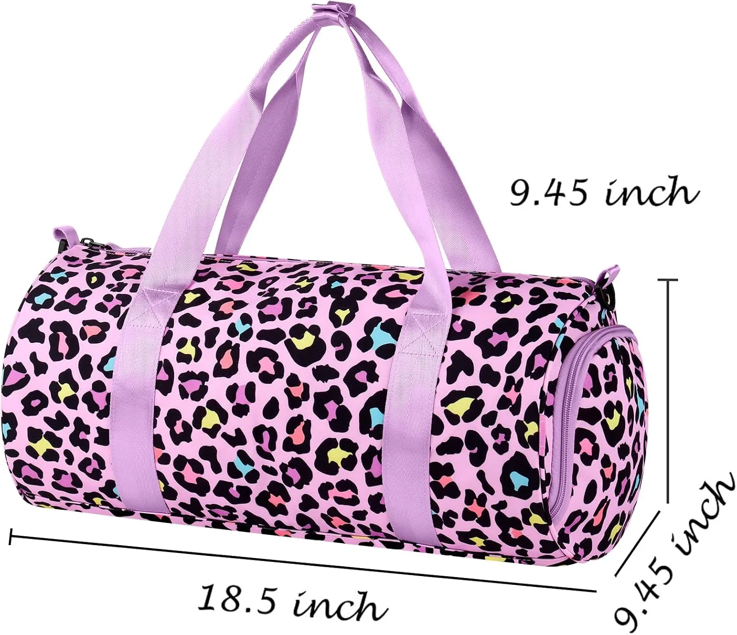 Choco Mocha Kids Duffle Bag Girls - Cheetah Weekender Overnight Bags for Little Girl Dance Bag Ages 6-8, Pink