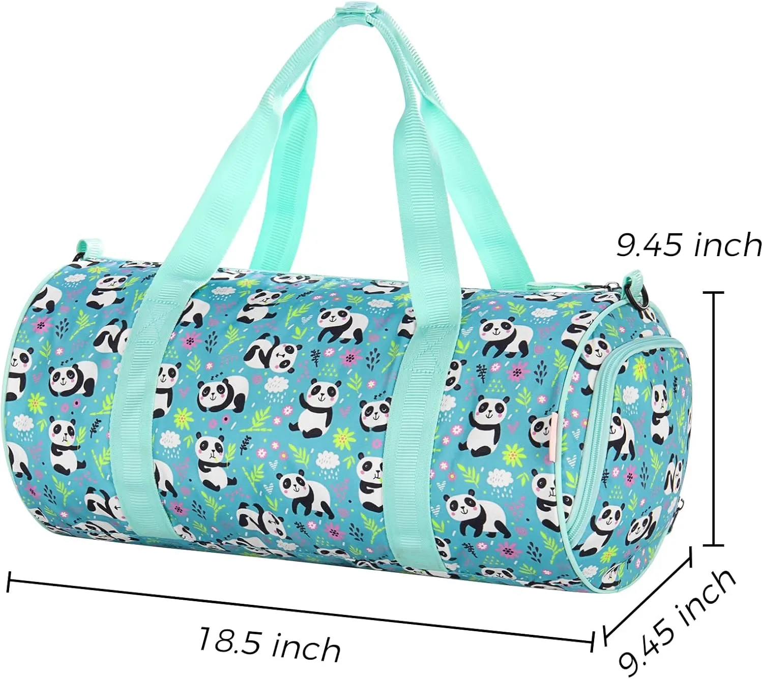 Choco Mocha Kids Duffle Bag Girls - Panda Weekender Overnight Bags for Little Girl Dance Bag Ages 6-8, Green