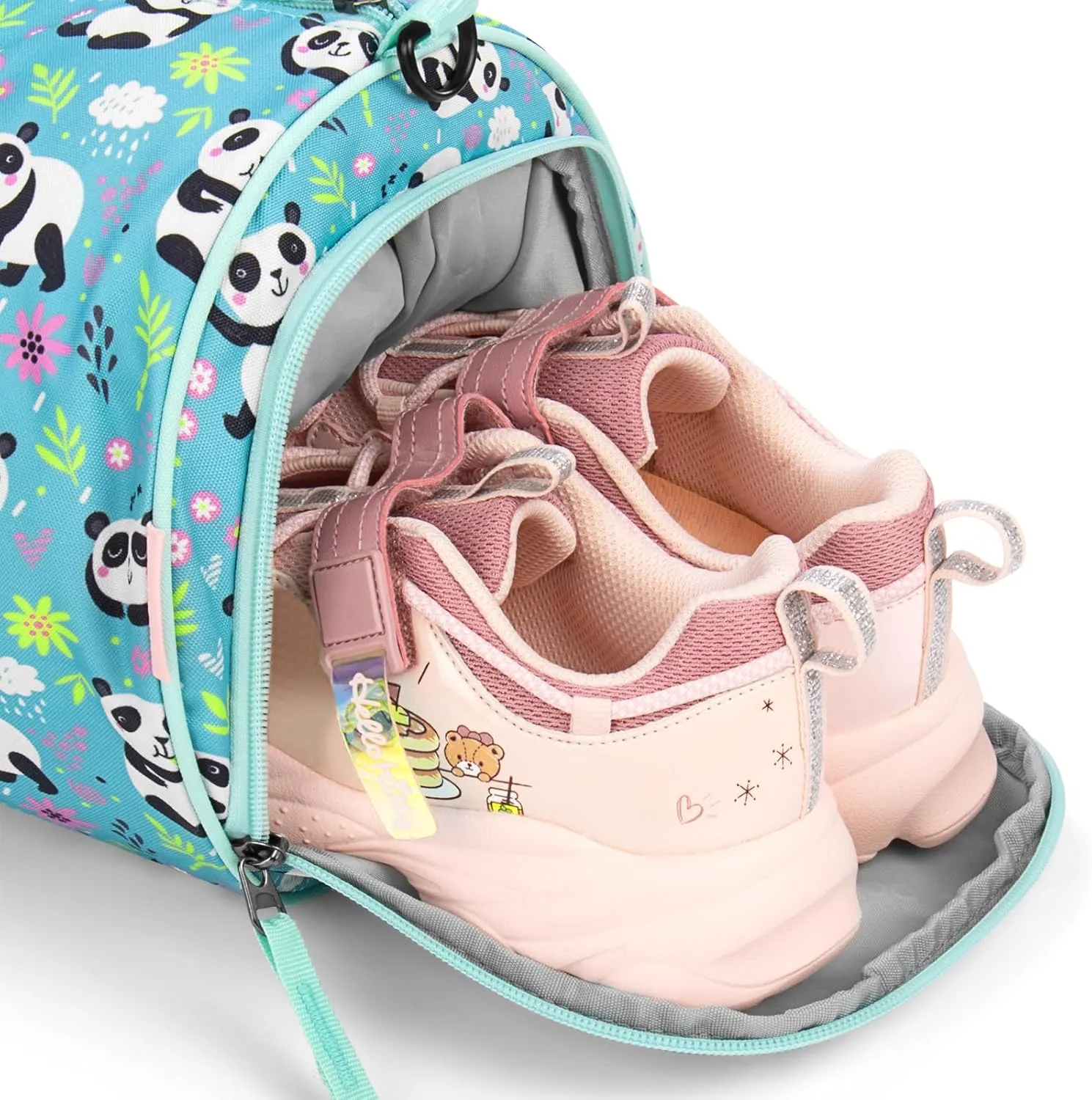 Choco Mocha Kids Duffle Bag Girls - Panda Weekender Overnight Bags for Little Girl Dance Bag Ages 6-8, Green