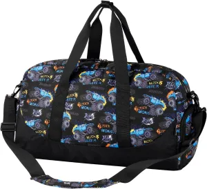 Choco Mocha Kids Monster Truck Duffle Bag - Boys Overnight Bag for Toddler Travel & Sleepover - Black