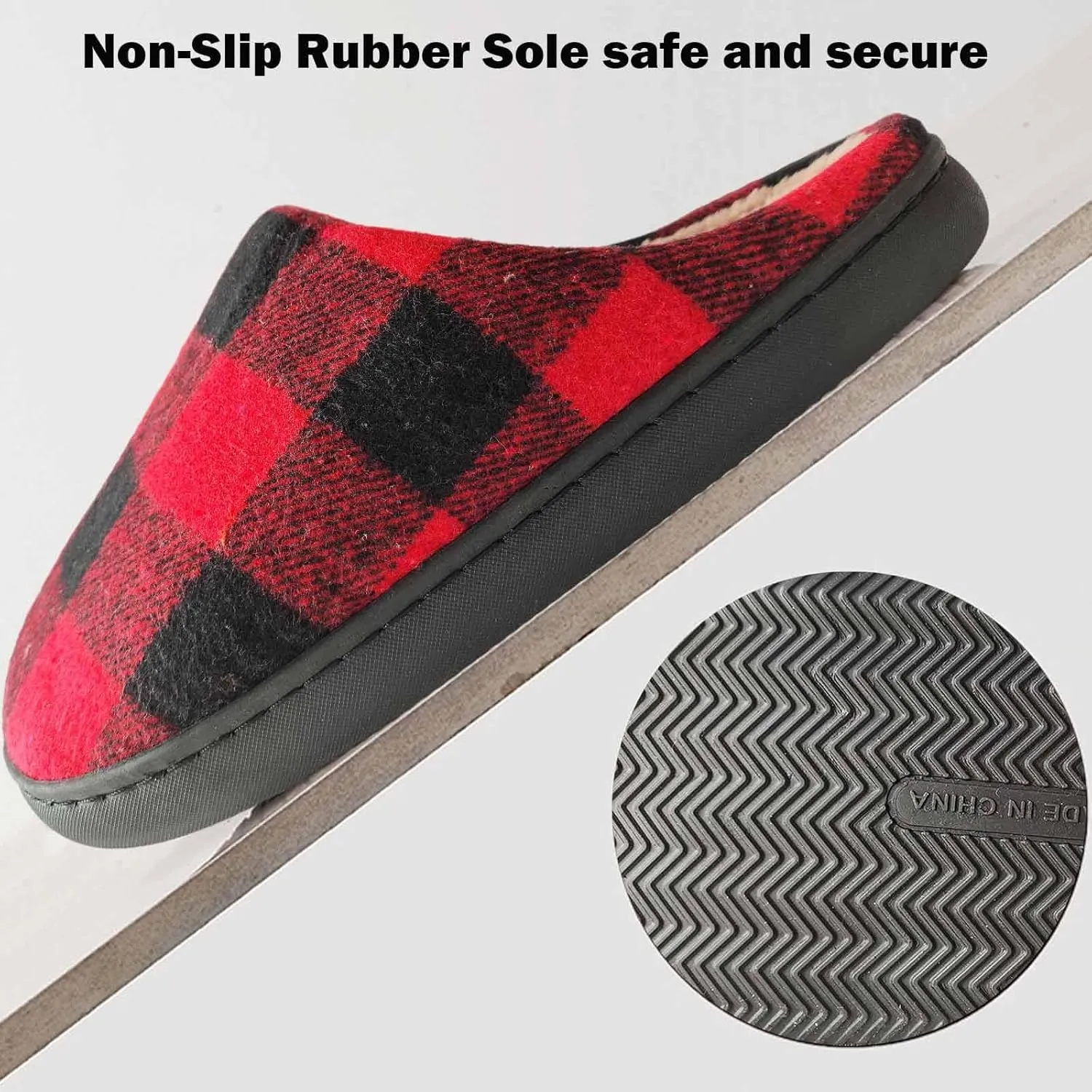 Christmas Slippers For Women Men Checkered Slippers Men's Cozy House Slippers With a Classic Plaid Pattern In Red And Black For Christmas Indoor Outdoor