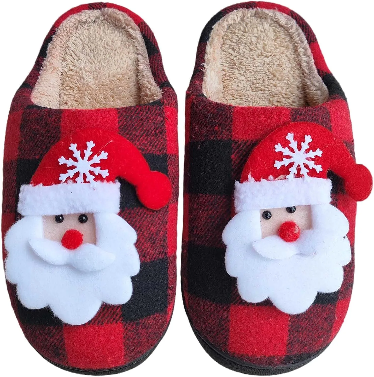 Christmas Slippers For Women Men Checkered Slippers Men's Cozy House Slippers With a Classic Plaid Pattern In Red And Black For Christmas Indoor Outdoor