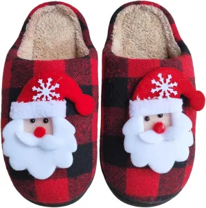 Christmas Slippers For Women Men Checkered Slippers Men's Cozy House Slippers With a Classic Plaid Pattern In Red And Black For Christmas Indoor Outdoor