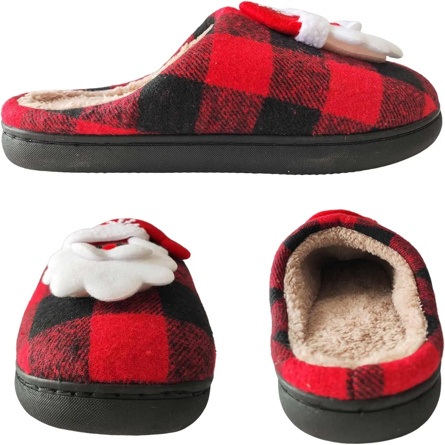 Christmas Slippers For Women Men Checkered Slippers Men's Cozy House Slippers With a Classic Plaid Pattern In Red And Black For Christmas Indoor Outdoor