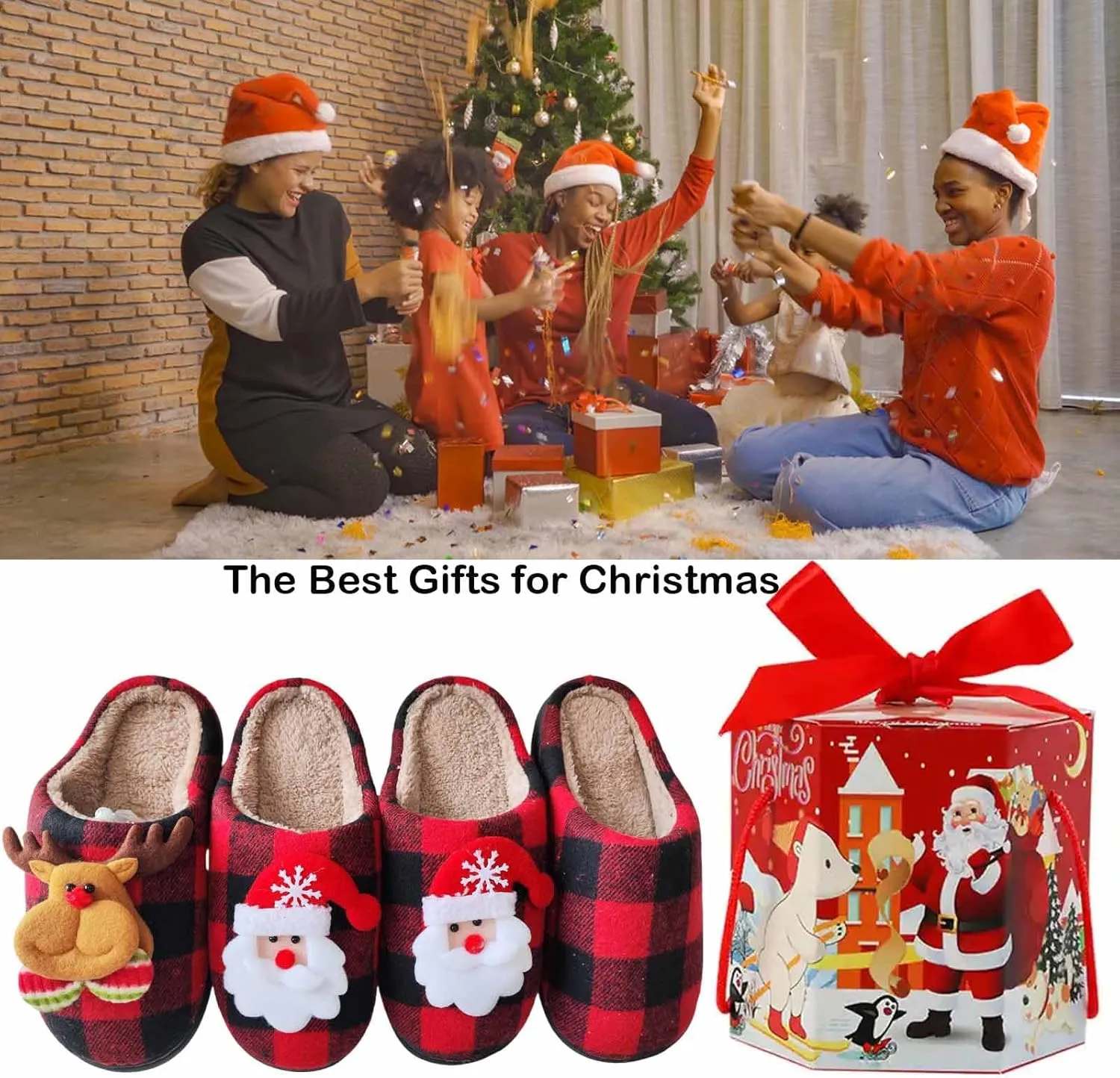Christmas Slippers For Women Men Checkered Slippers Men's Cozy House Slippers With a Classic Plaid Pattern In Red And Black For Christmas Indoor Outdoor