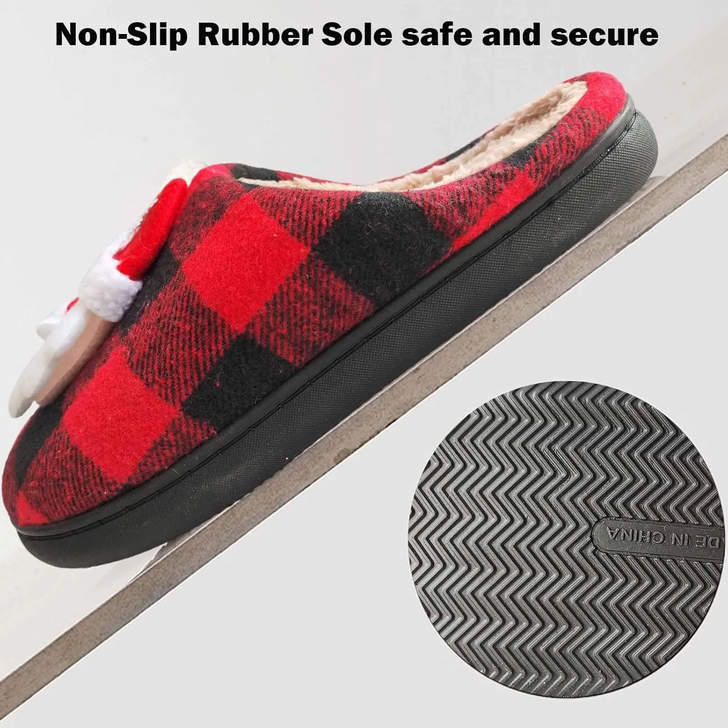 Christmas Slippers For Women Men Checkered Slippers Men's Cozy House Slippers With a Classic Plaid Pattern In Red And Black For Christmas Indoor Outdoor