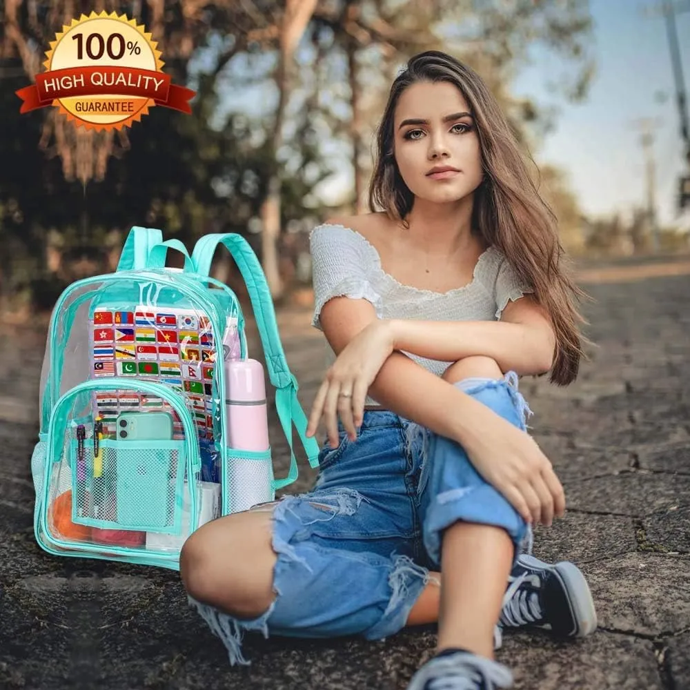 Clear Backpack, Transparent Bookbag Heavy Duty See Through Backpacks