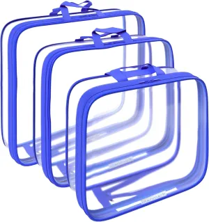 Clear Compression Packing Cubes 3 Set - Bags for Travel - Luggage Cube Organizer - Navy