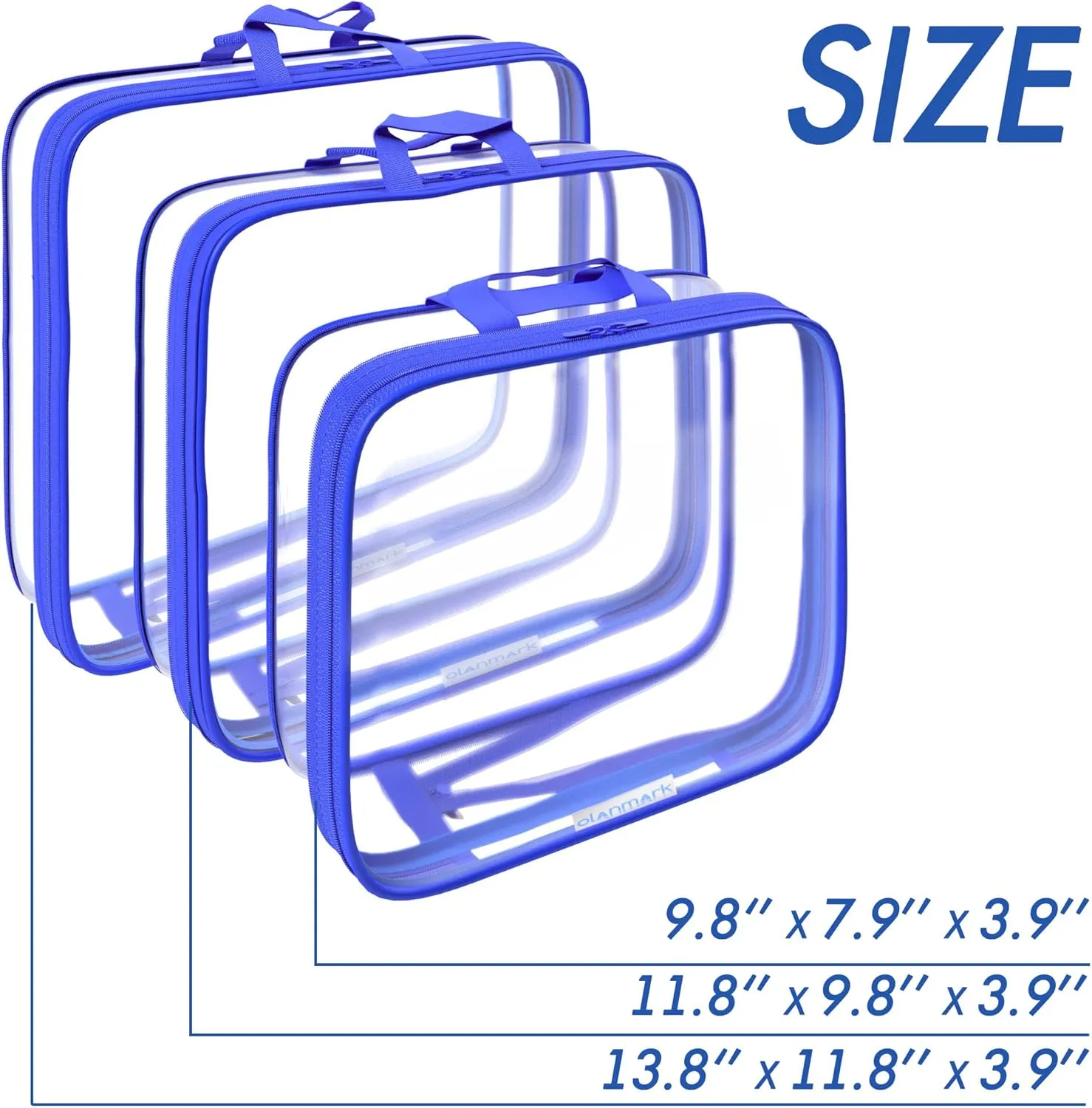 Clear Compression Packing Cubes 3 Set - Bags for Travel - Luggage Cube Organizer - Navy