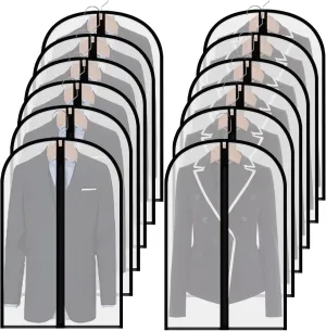 Clear Suit Bags for Closet Storage,40" Garment Bag for Storage,12 pack Garment Bags for Hanging Clothes,Breathable Lightweight Dust Proof Cover with Balls and Study Full Zipper for Coats,Jackets