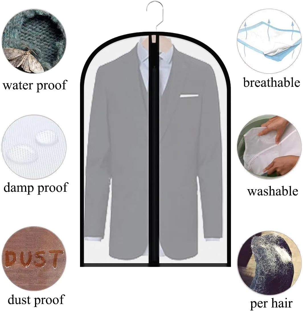 Clear Suit Bags for Closet Storage,40" Garment Bag for Storage,12 pack Garment Bags for Hanging Clothes,Breathable Lightweight Dust Proof Cover with Balls and Study Full Zipper for Coats,Jackets