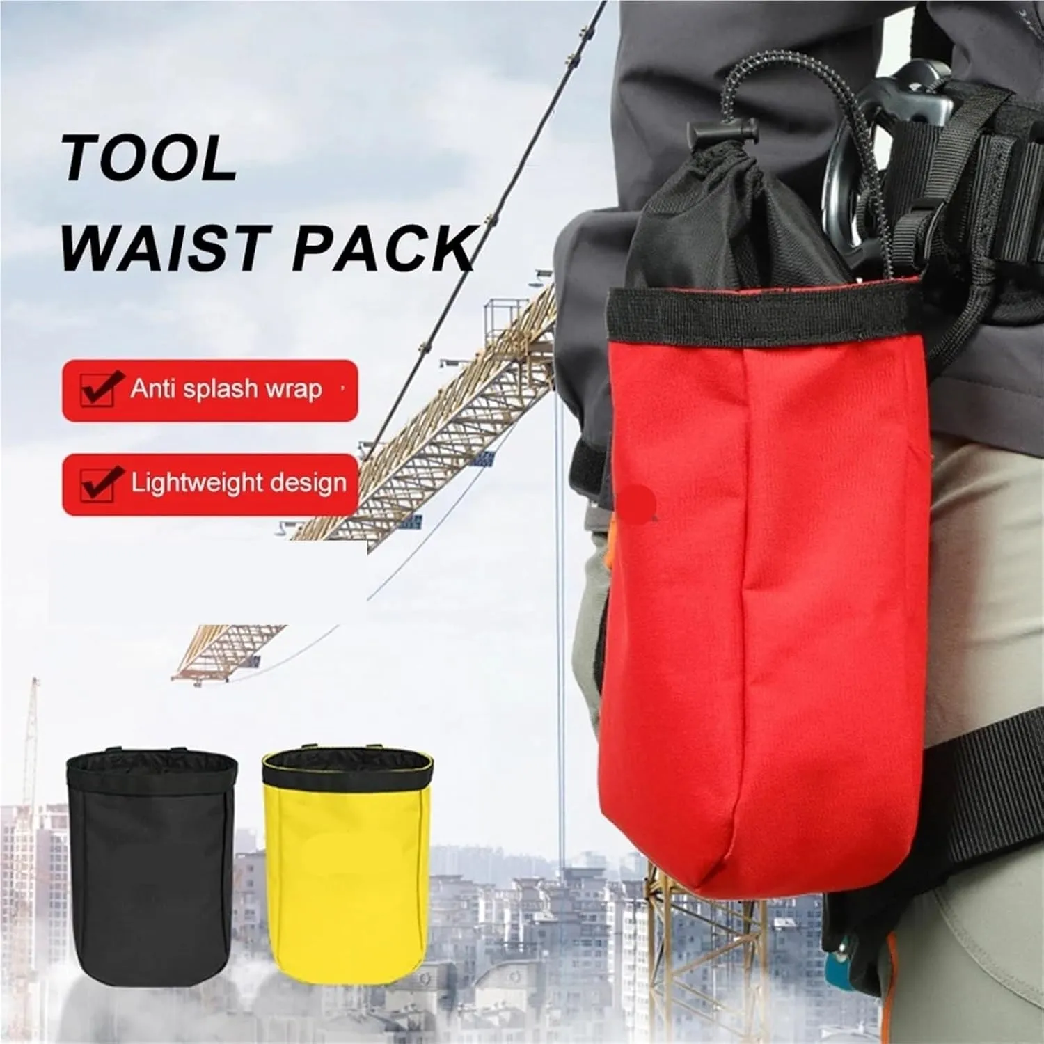 Climbing Powder Bag Climbing Exploration Bag Waterproof Outdoor Equipment Tool Bag Elastic Drawstring Closure Pouch High-Altitude Operation Bag(Red)