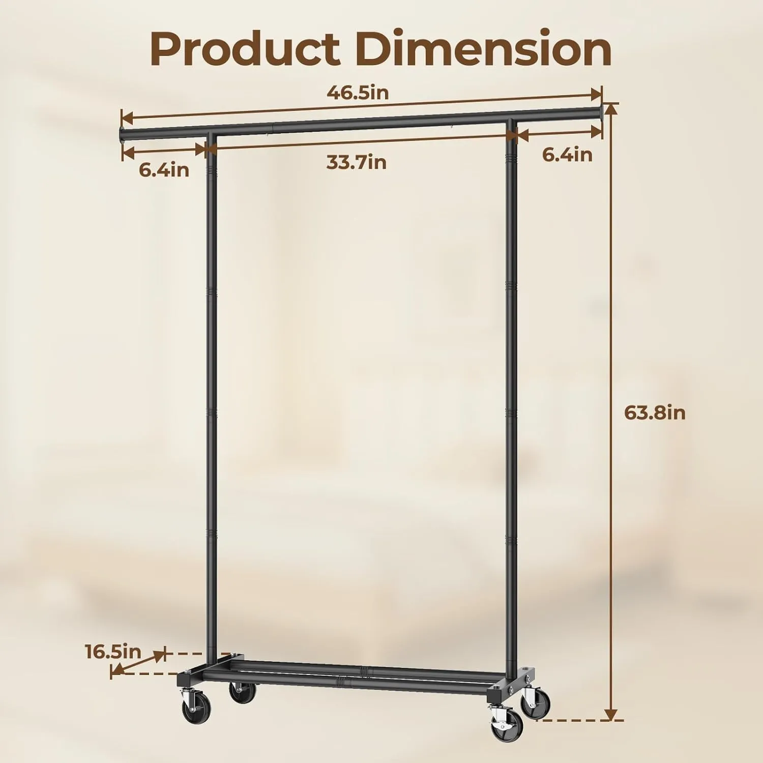 Clothes Rack for Hanging Clothes: Clothing Coat Garment Rolling Racks with Wheels Shelf Portable Closet Storage Organizer Wardrobe Strudy Metal Freestanding Laundry Room Bedroom Dress Shirt Jacket