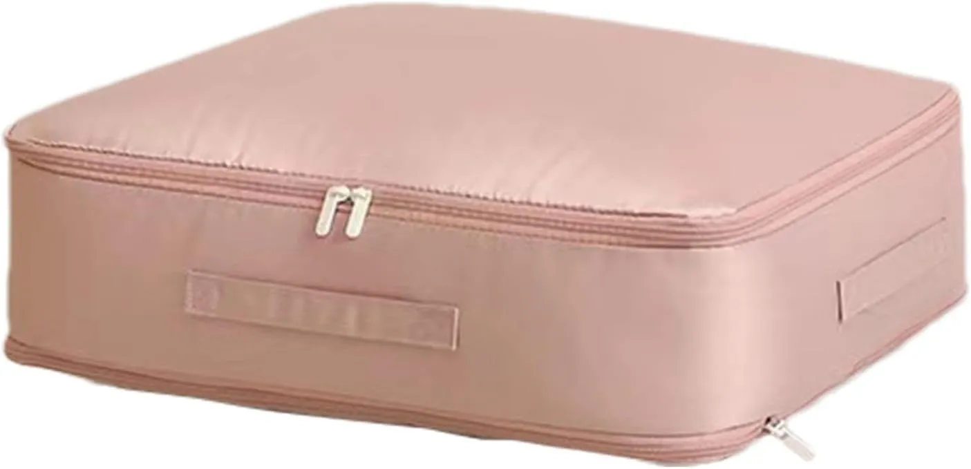 Clothes Storage Bag - Large Clothing Bins, Comforter Handle Bag | Foldable Bed Sheets Organizer Keeper with Zipper, Heavy Duty Mobile Clothes Storage Bag for Clothing Blanket Comforters, Pink