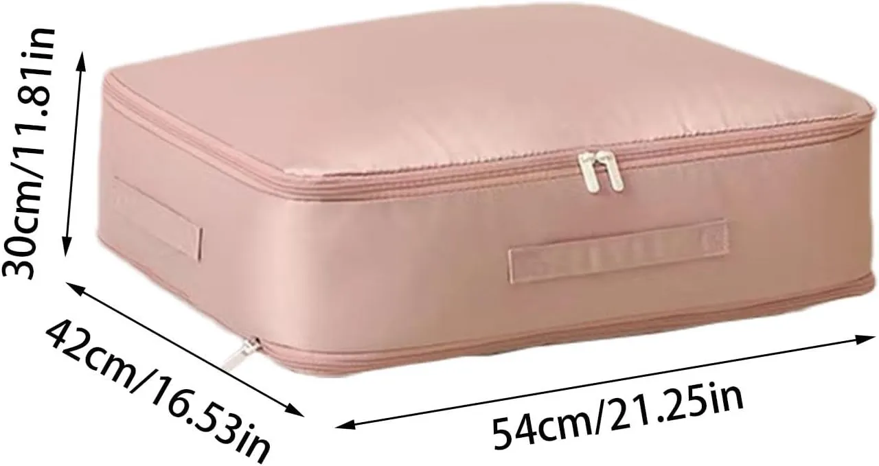 Clothes Storage Bag - Large Clothing Bins, Comforter Handle Bag | Foldable Bed Sheets Organizer Keeper with Zipper, Heavy Duty Mobile Clothes Storage Bag for Clothing Blanket Comforters, Pink