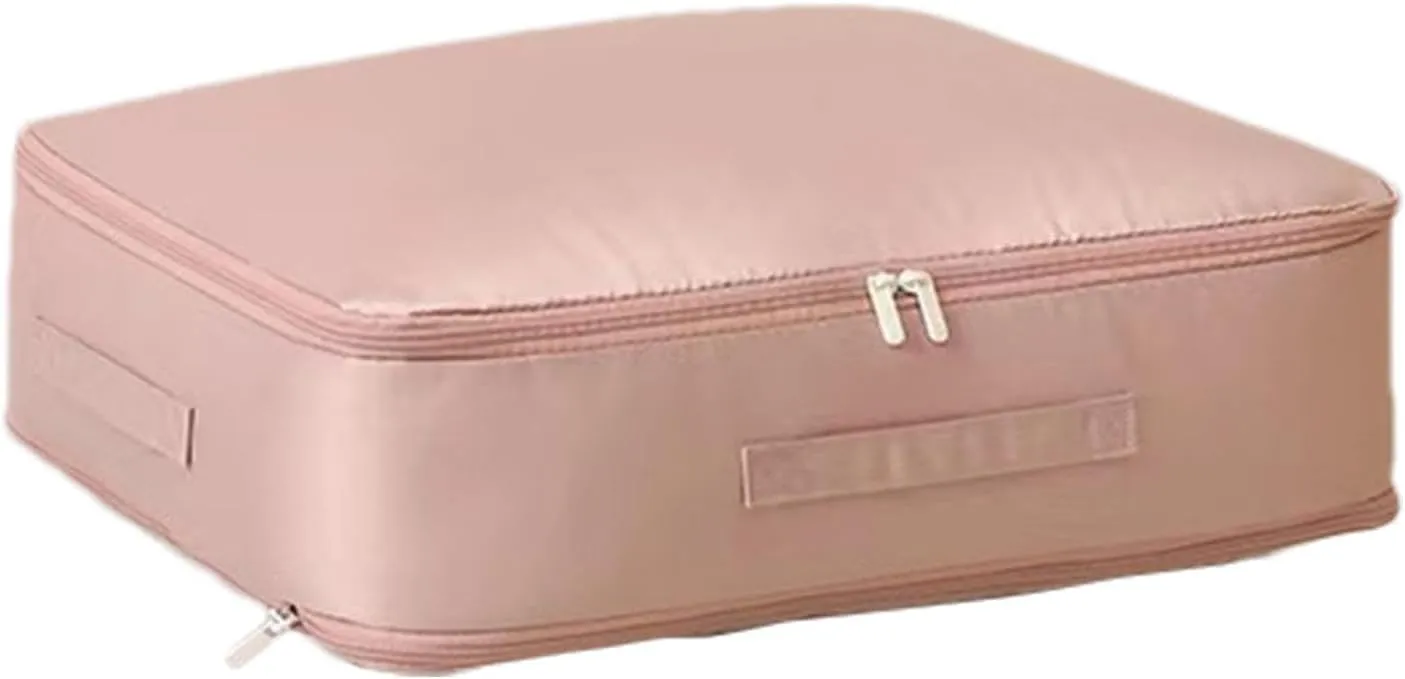 Clothes Storage Bag - Large Clothing Bins, Comforter Handle Bag | Foldable Bed Sheets Organizer Keeper with Zipper, Heavy Duty Mobile Clothes Storage Bag for Clothing Blanket Comforters, Pink