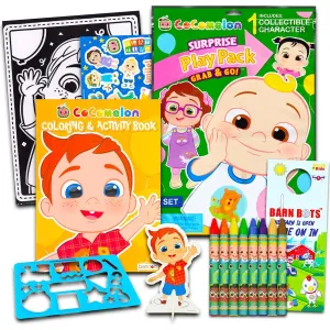 Cocomelon Coloring Set - Giant Cocomelon Play Pack Set with Coloring Book for Kids, Stand Up Characters, Stickers and More | Jumbo Cocomelon Activity Set for Kids