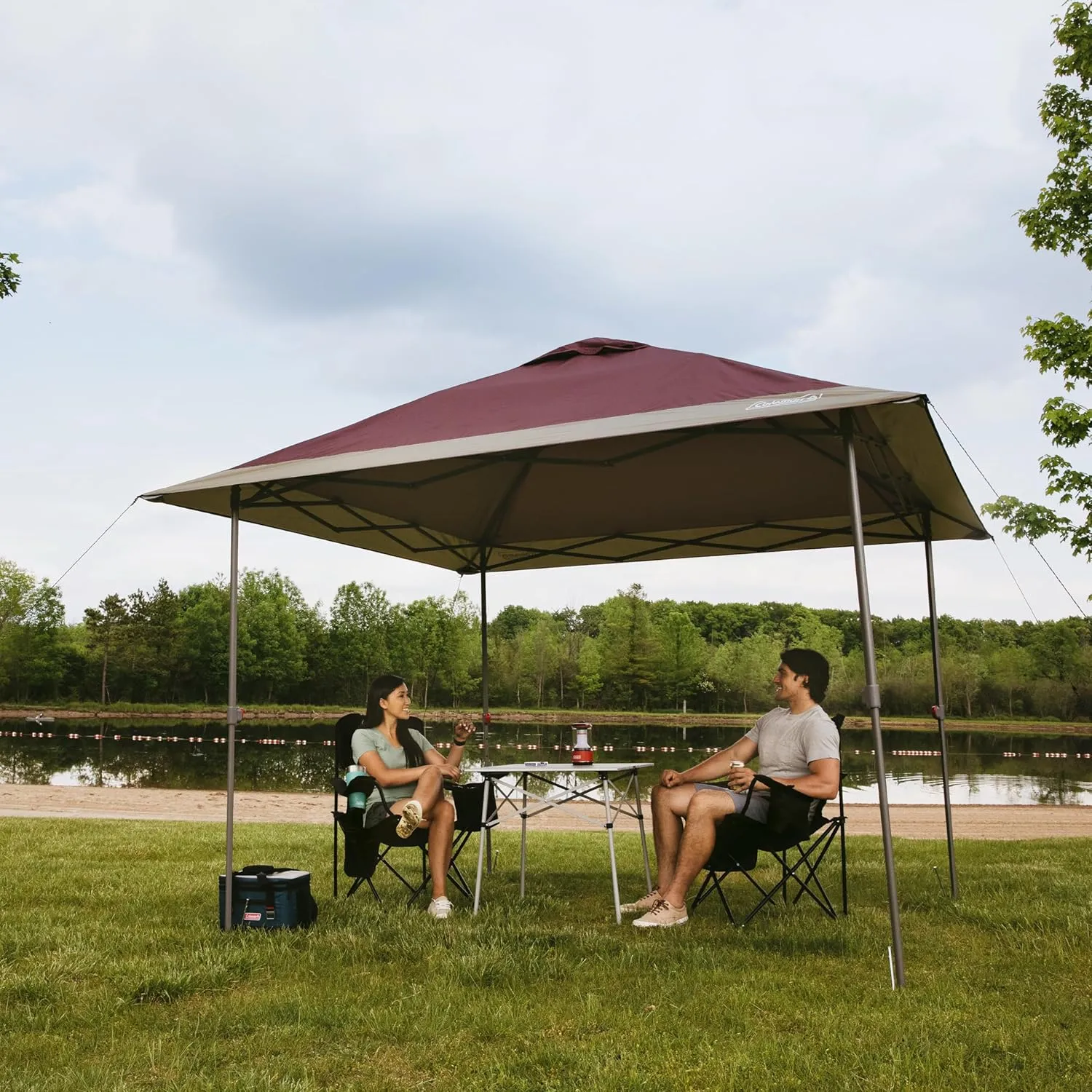 Coleman Oasis Instant Pop-Up Canopy Tent with Side Wall Attachment 10x10ft/13x13ft Portable Shelter with One-Push Setup & Takedown Robust Frame with Wheeled Carry Bag