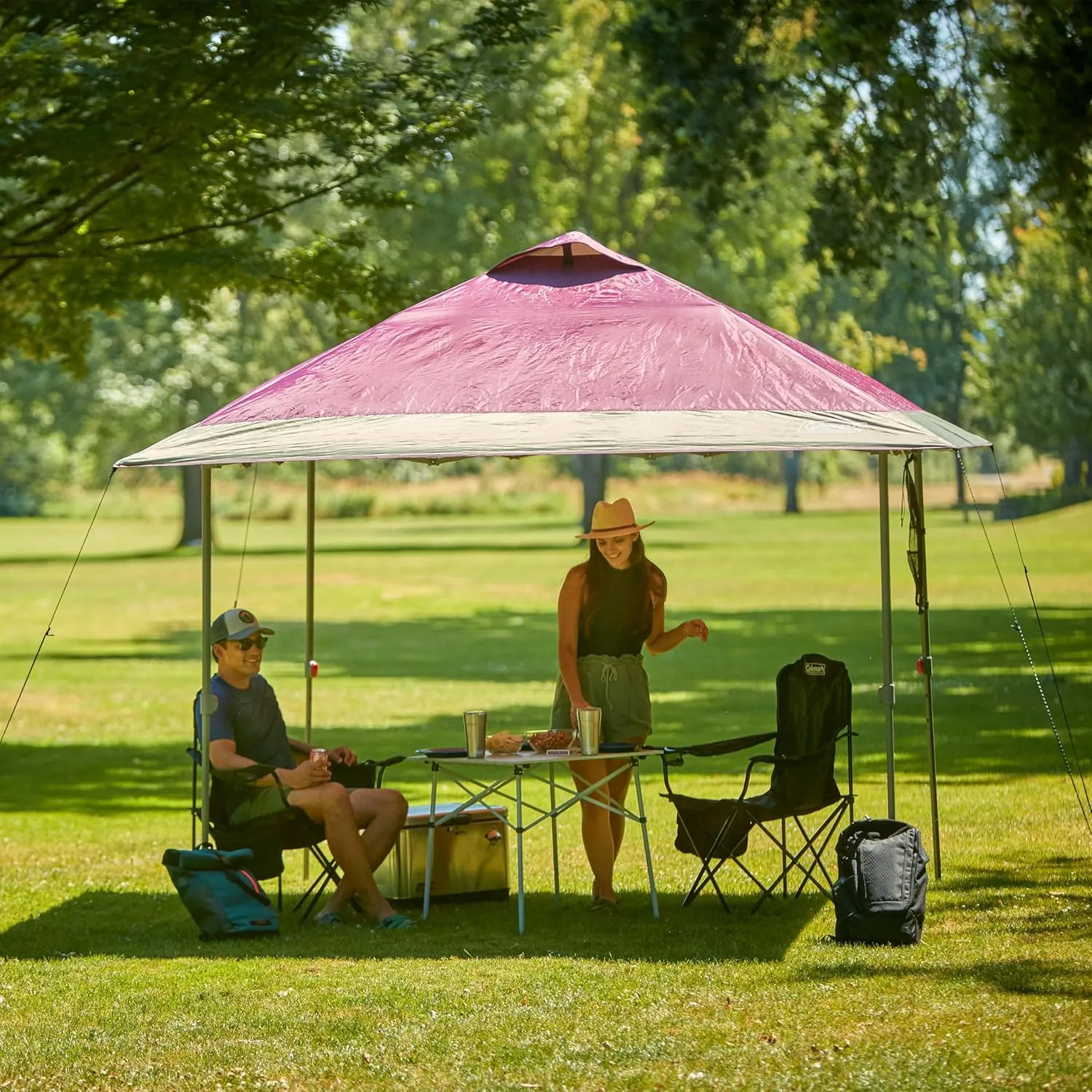 Coleman Oasis Instant Pop-Up Canopy Tent with Side Wall Attachment 10x10ft/13x13ft Portable Shelter with One-Push Setup & Takedown Robust Frame with Wheeled Carry Bag