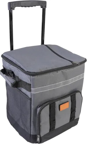 Collapsible Rolling Cooler, 35L Wheeled Cooler, Leakproof Insulated Soft Cooler Bag with Wheels and Handle, Large Capacity Beach Cooler for Camping Patio Travel Outdoor