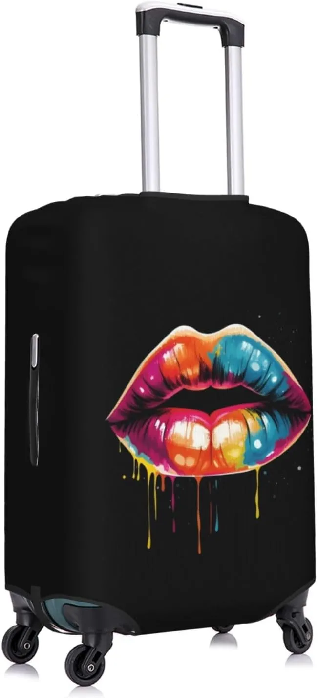 Colorful Lips Travel Luggage Cover Fits 18-32 Inch Luggage, Elastic Suitcase Cover Protector with Concealed Zipper for Wheeled Suitcase Tsa Approved