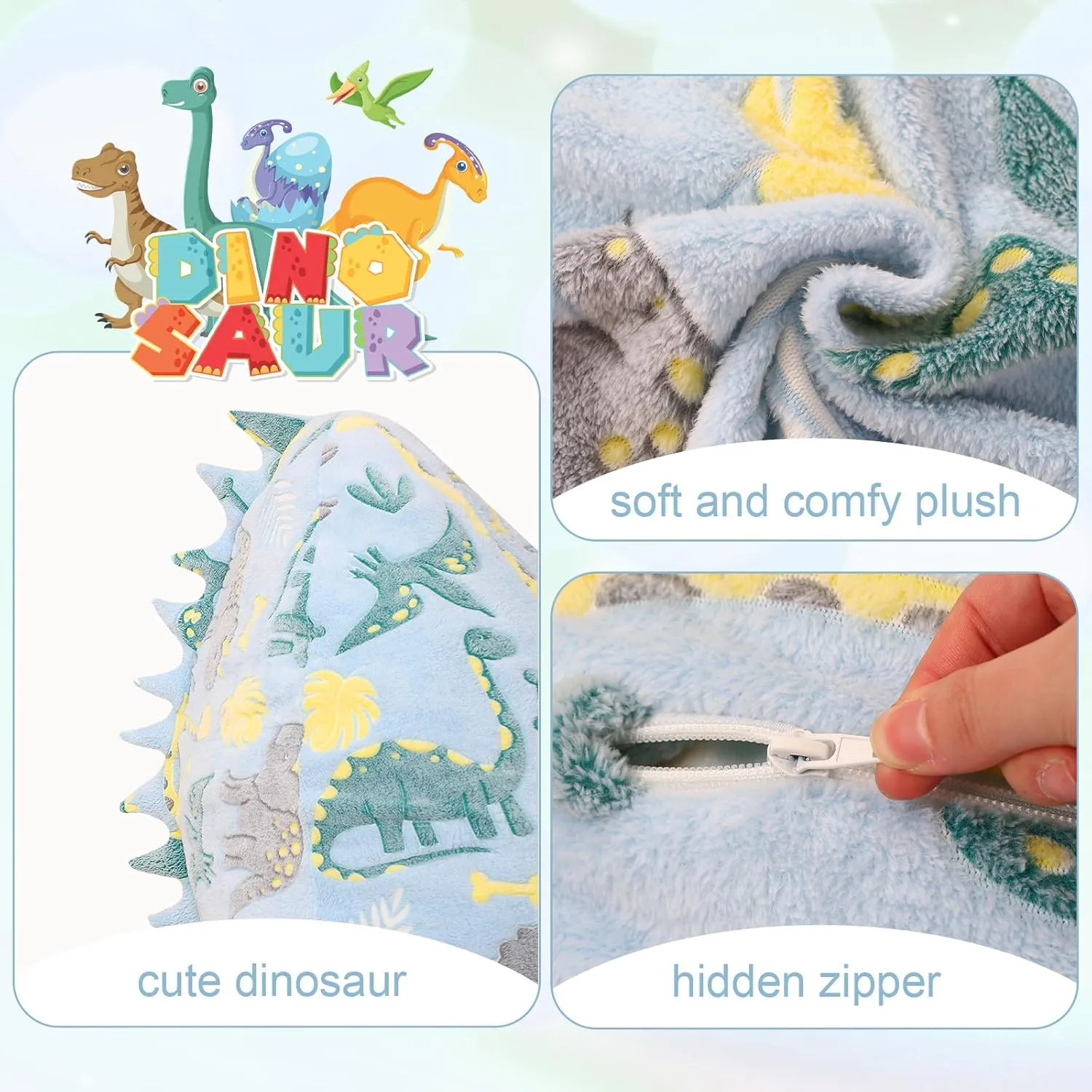 COMAX Dinosaur Bean Bag Chairs for Kids 8-12, Large Kid Beanbag Chair with Filler, Big Toddler Lounge Bean Chair, Children Lazy Floor Lounger for Girls Boys, Blue Dinosaur
