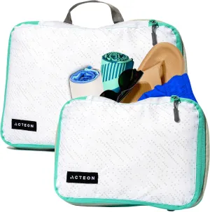 Compression Packing Cubes - 2 Pack Clean Dirty Separate Zipper - Luggage & Suitcase Organizer Travel Cube, Large Small Laundry Compartment Organizers for Clothes, Shoes Makeup