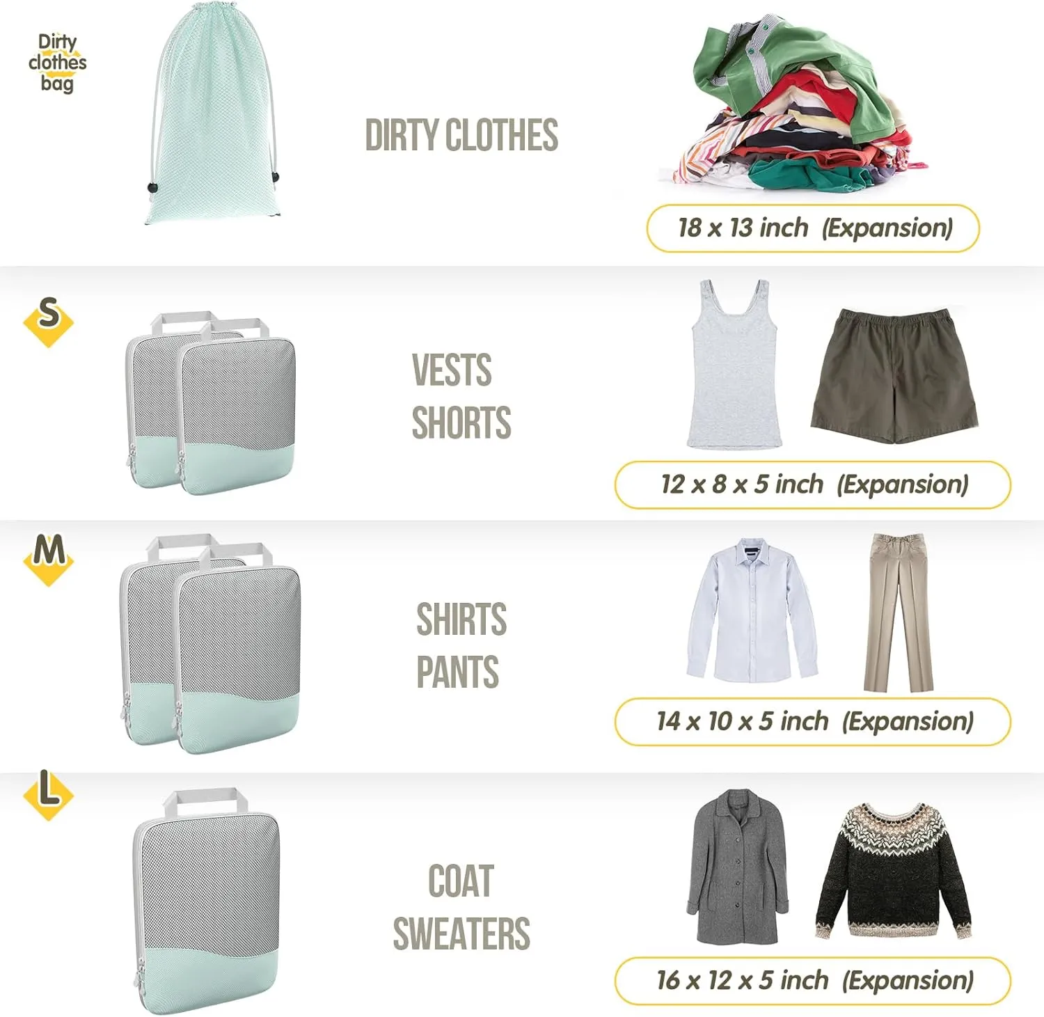 Compression Packing Cubes 6 Set, Dual Zipper Compression Packing Cubes for Travel, See-Through Mesh Packing Bags for Suitcases, packing cubes with shoe bag
