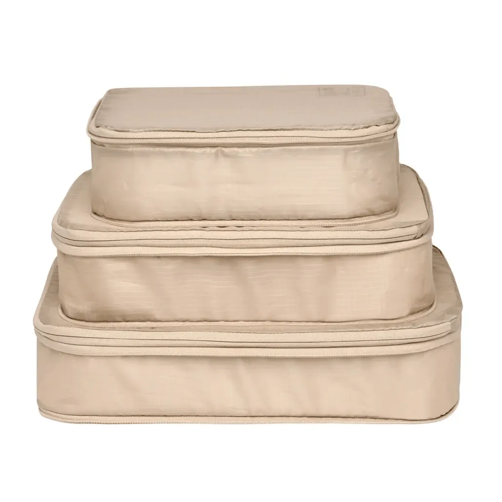 Compression Packing Cubes & Packing Bags – Recycled Nylon – 8 pc – Taupe