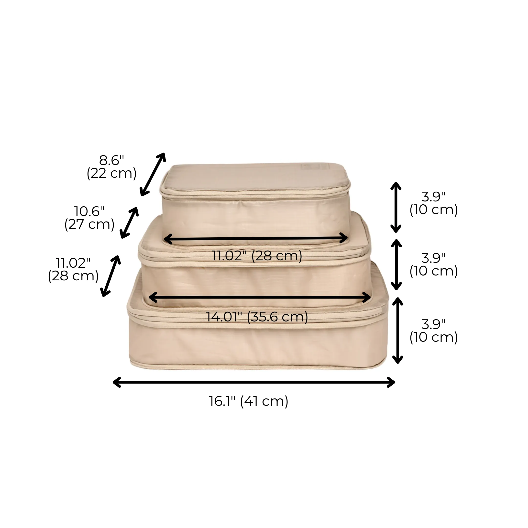 Compression Packing Cubes & Packing Bags – Recycled Nylon – 8 pc – Taupe