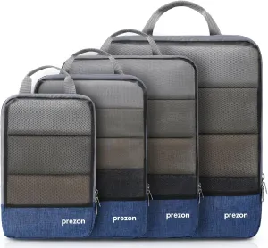 Compression Packing Cubes, Extensible Suitcase Organiser, Packing Organisers for Suitcases, Packing Cubes for Travel or Home Storage（4Set-Navy）