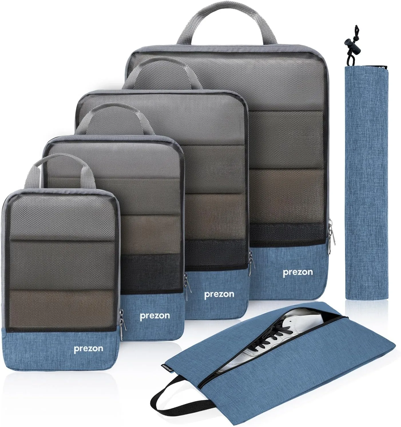 Compression Packing Cubes, Extensible Suitcase Organiser, Packing Organisers for Suitcases, Packing Cubes for Travel or Home Storage（6Set-Blue）