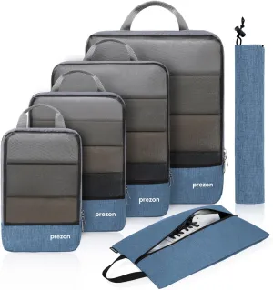 Compression Packing Cubes, Extensible Suitcase Organiser, Packing Organisers for Suitcases, Packing Cubes for Travel or Home Storage（6Set-Blue）