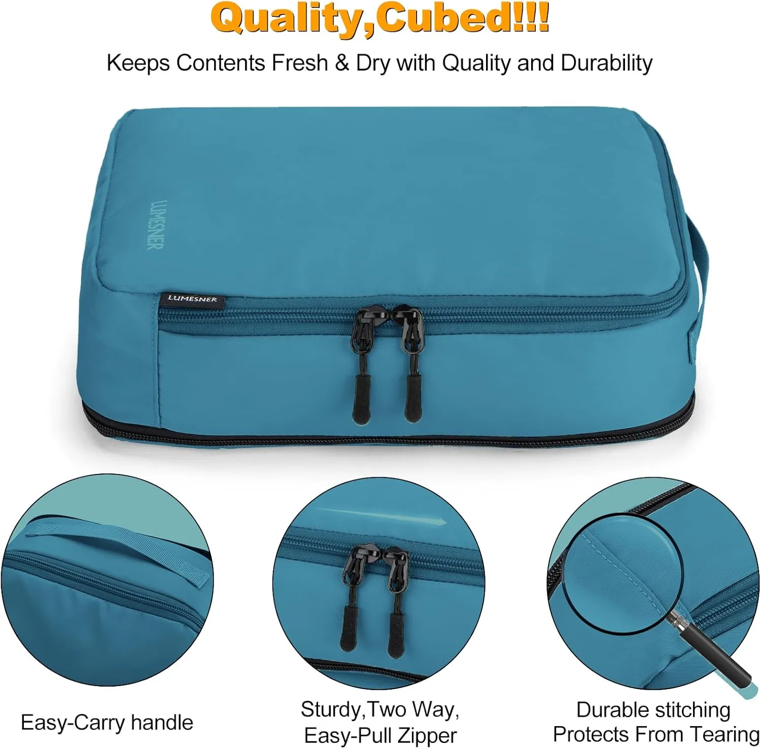 Compression Packing Cubes, Lumesner 8 Set Travel Packing Cubes for Carry on Suitcases, Compression Suitcase Organizers Bag Set & Travel Cubes (Blue, 8-piece)