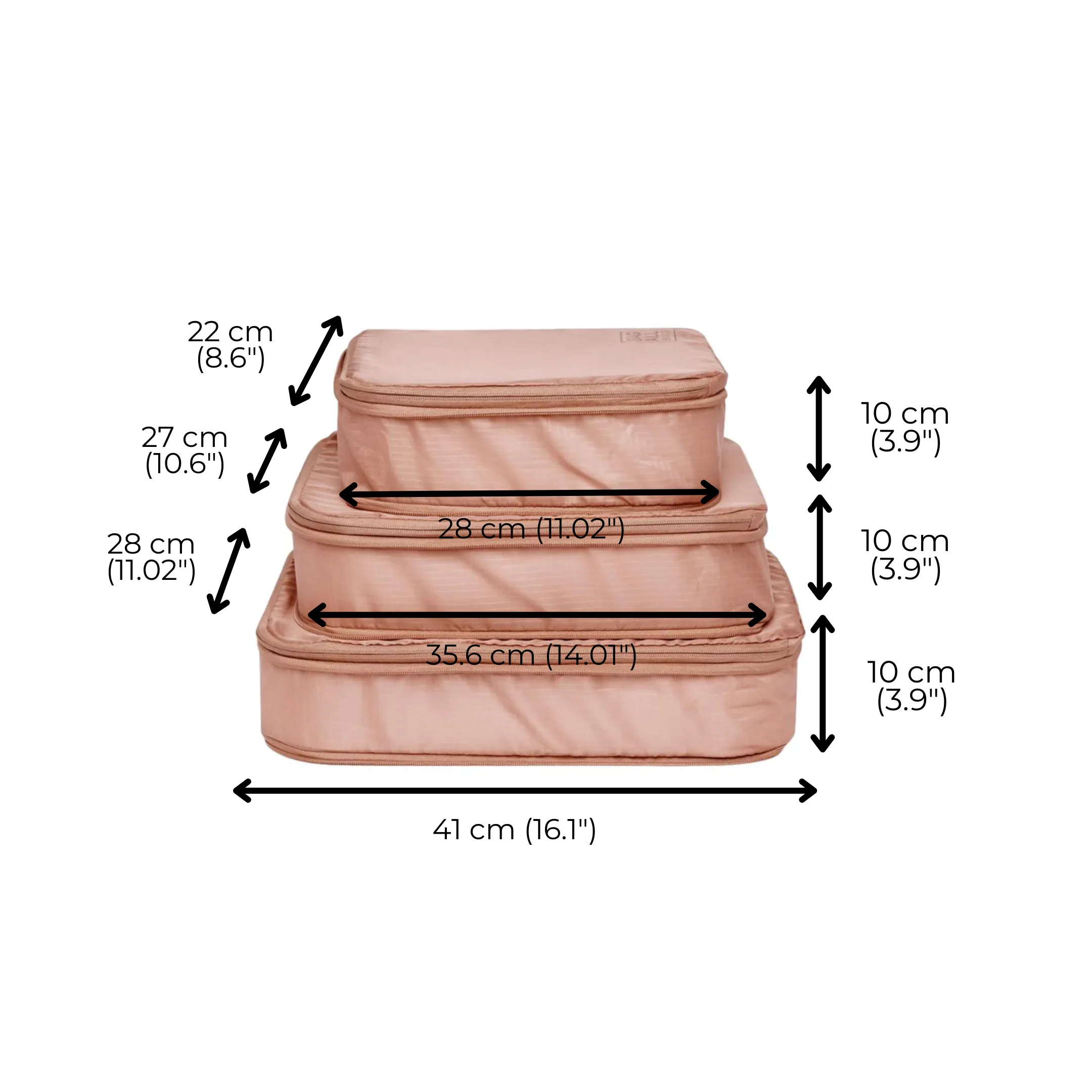Compression Packing Cubes – Recycled Nylon – 3 pcs – Pink/Blush