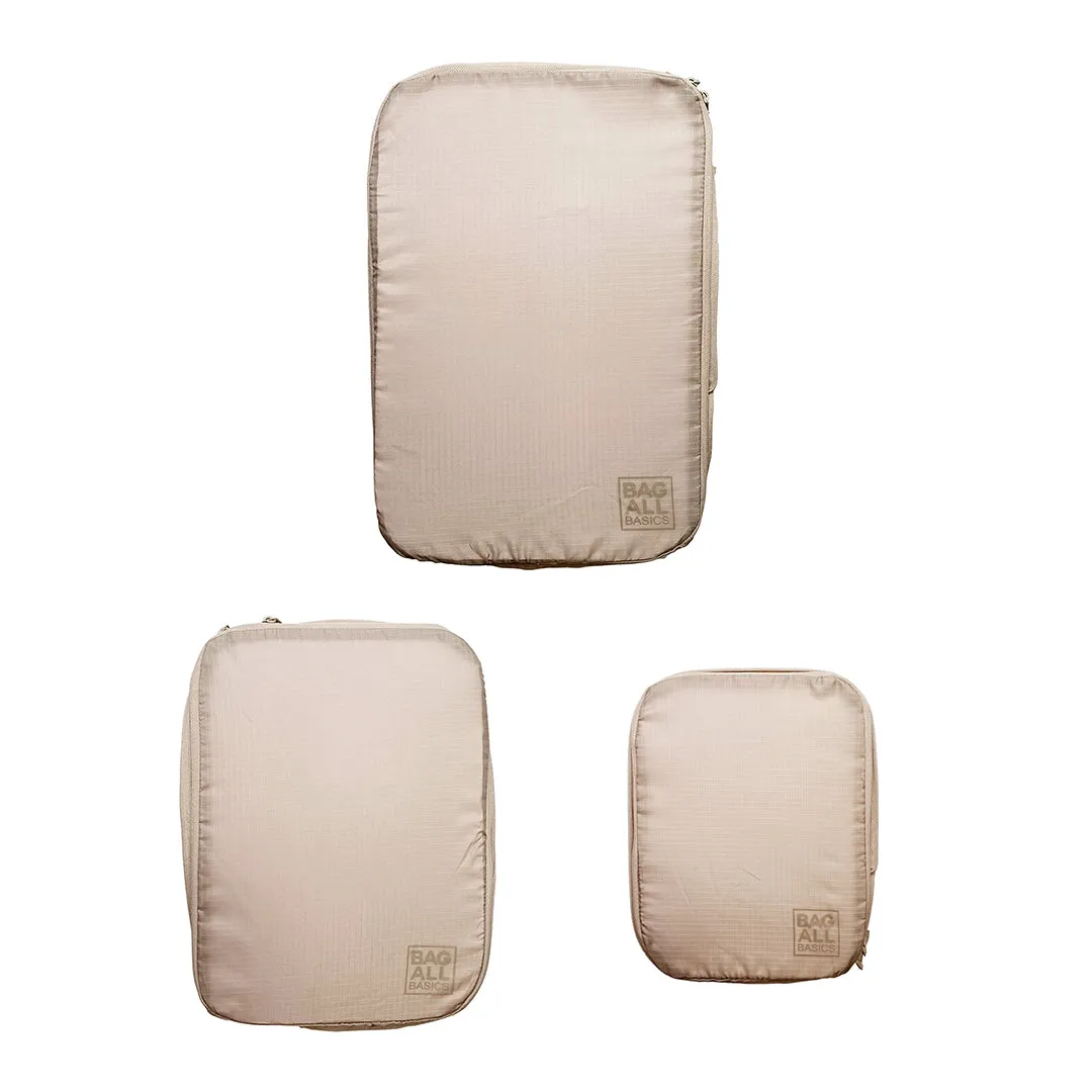 Compression Packing Cubes – Recycled Nylon – 3 pcs – Taupe