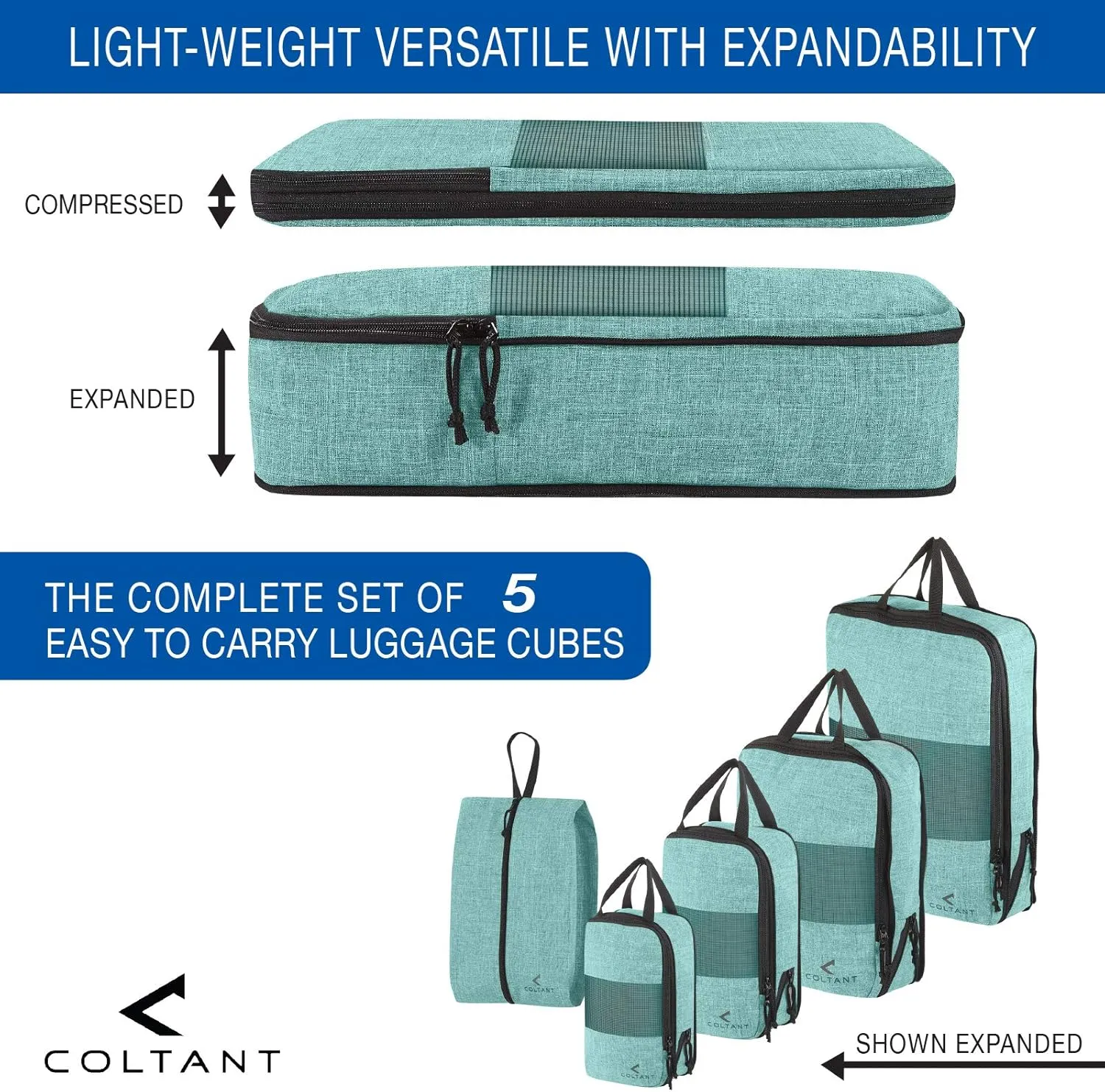 Compression Packing Cubes Travel Luggage-Organizer Set Packs More in Less Space