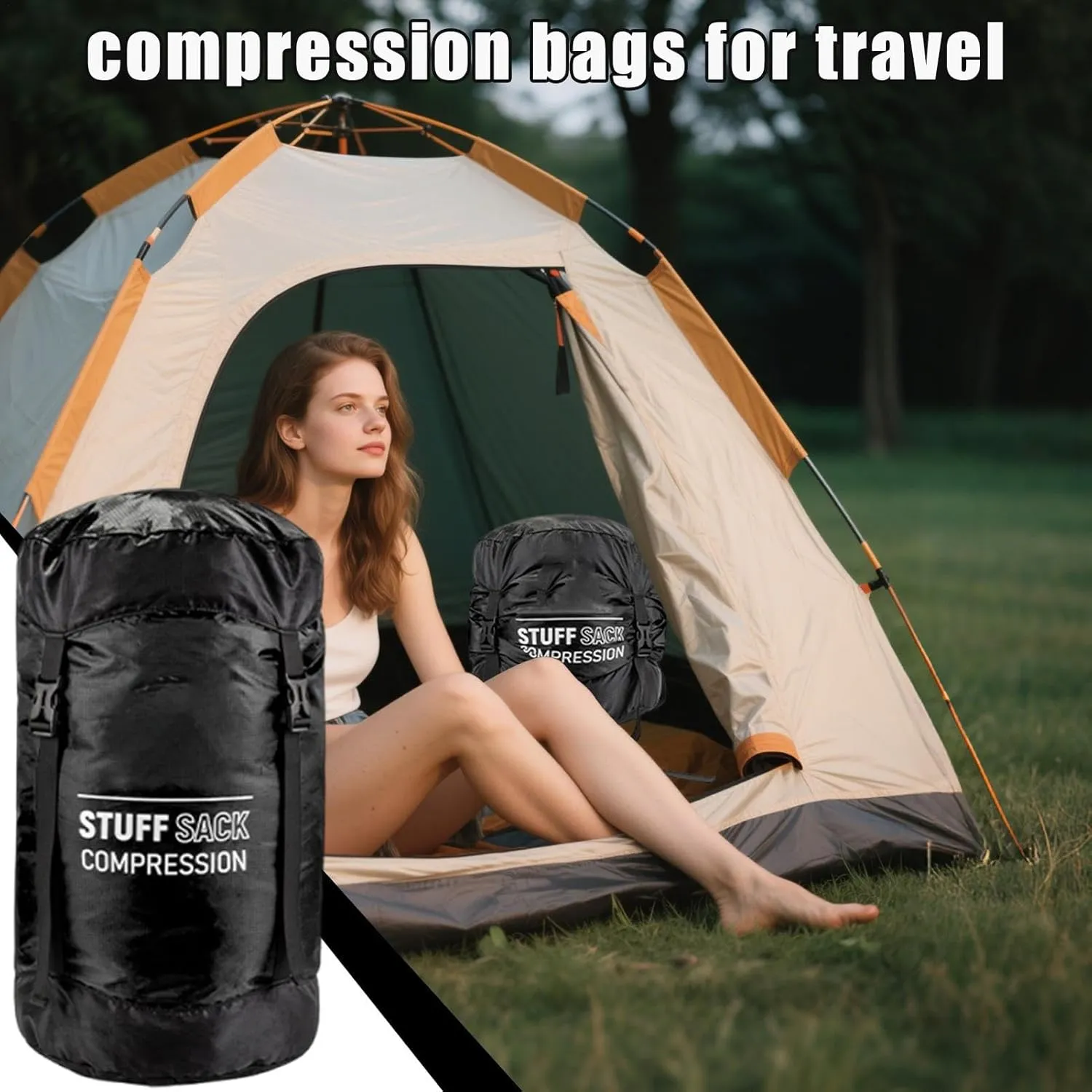 Compression Sack for Sleeping Bag - Quick-Dry Stuff Sacks for Backpacking,Lightweight Breathable Reusable Outdoor Gear for Hiking Supplies Camping Travel