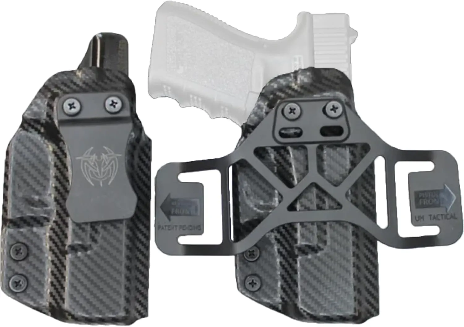 Convertable Holster Made for Glock Fits 19 23 32 36 45 Holster IWB & OWB, Inside Clip & Outside Waistband Strap, Adjustable Cant Retention, Laser & Optics Ready, AMBIDEXTROUS