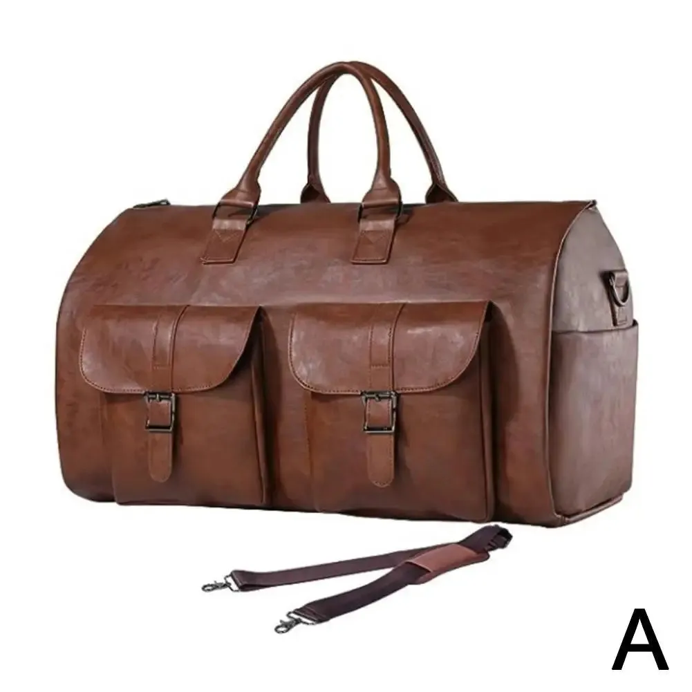 Convertible Carry-On Garment Duffel Bag – PU Waterproof Travel Bag for Men