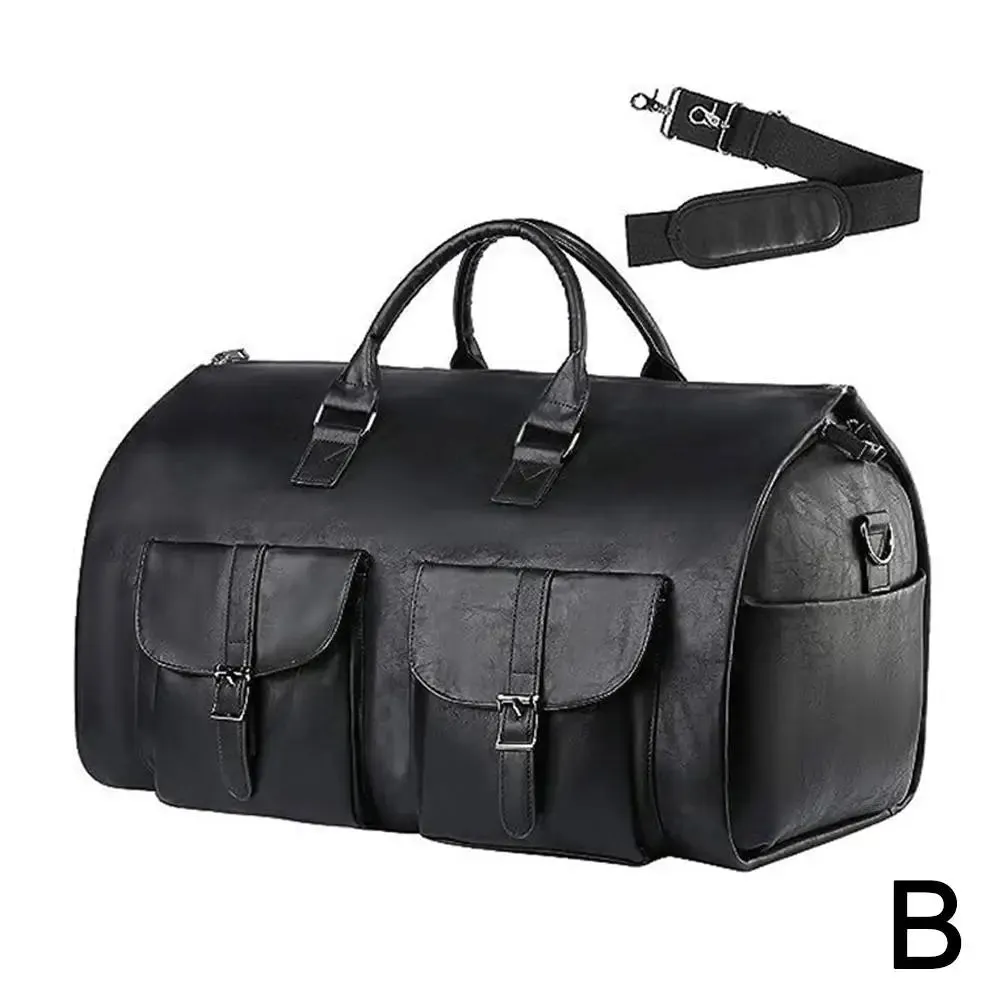 Convertible Carry-On Garment Duffel Bag – PU Waterproof Travel Bag for Men