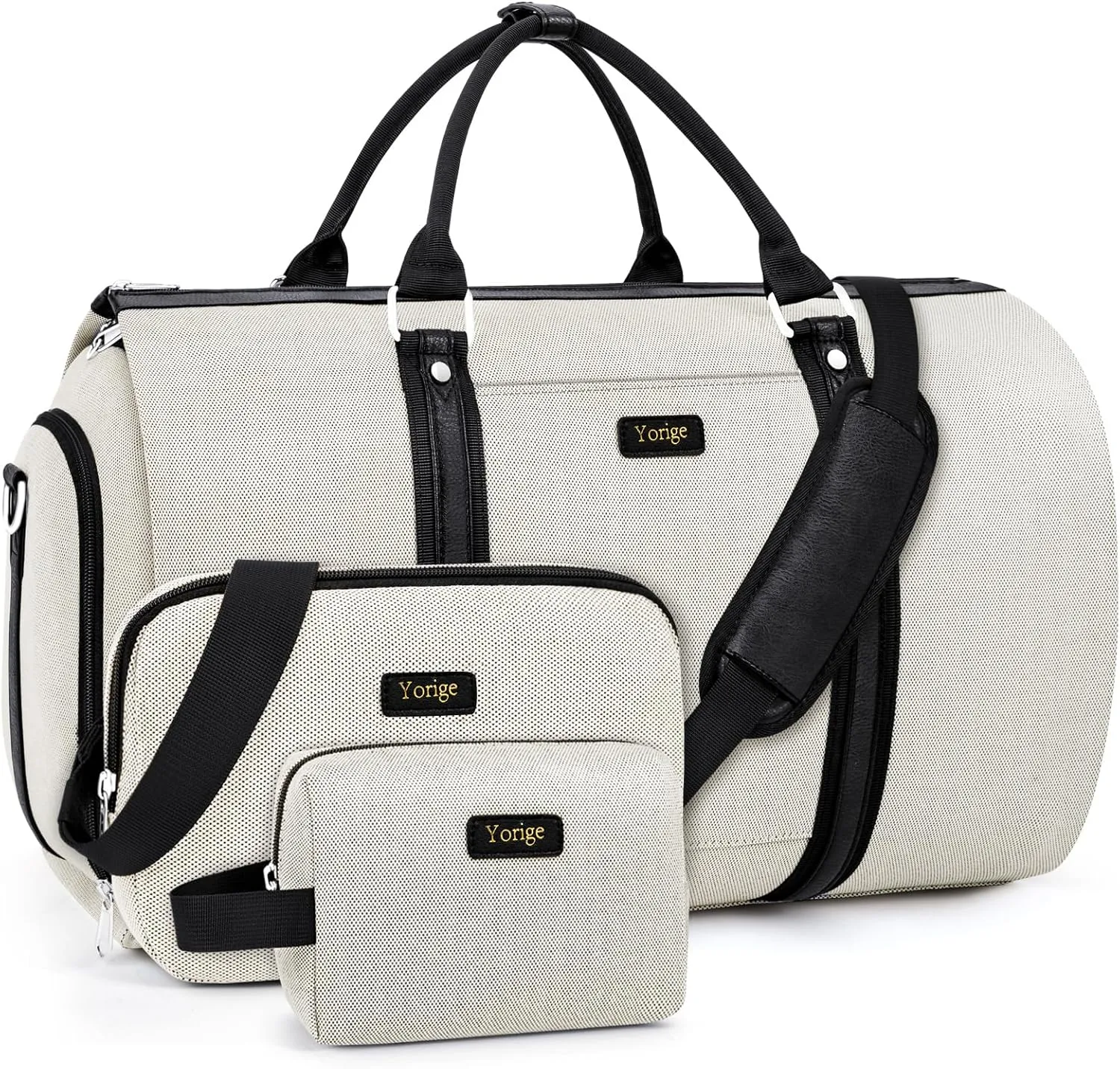 Convertible Garment Duffle Bags for Travel - Carry on Garment Bag for Men Women Large Travel Duffel Bag with Crossbody Bag 4pcs Set, 2 in 1 Hanging Suit Dress Clothes Travel Bag