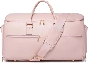 Convertible Travel Garment Bag, Carry On Garment Bag for Women, 2 in 1 Hanging Suitcase Suit Business Travel Bag Weekender Bag, Pink