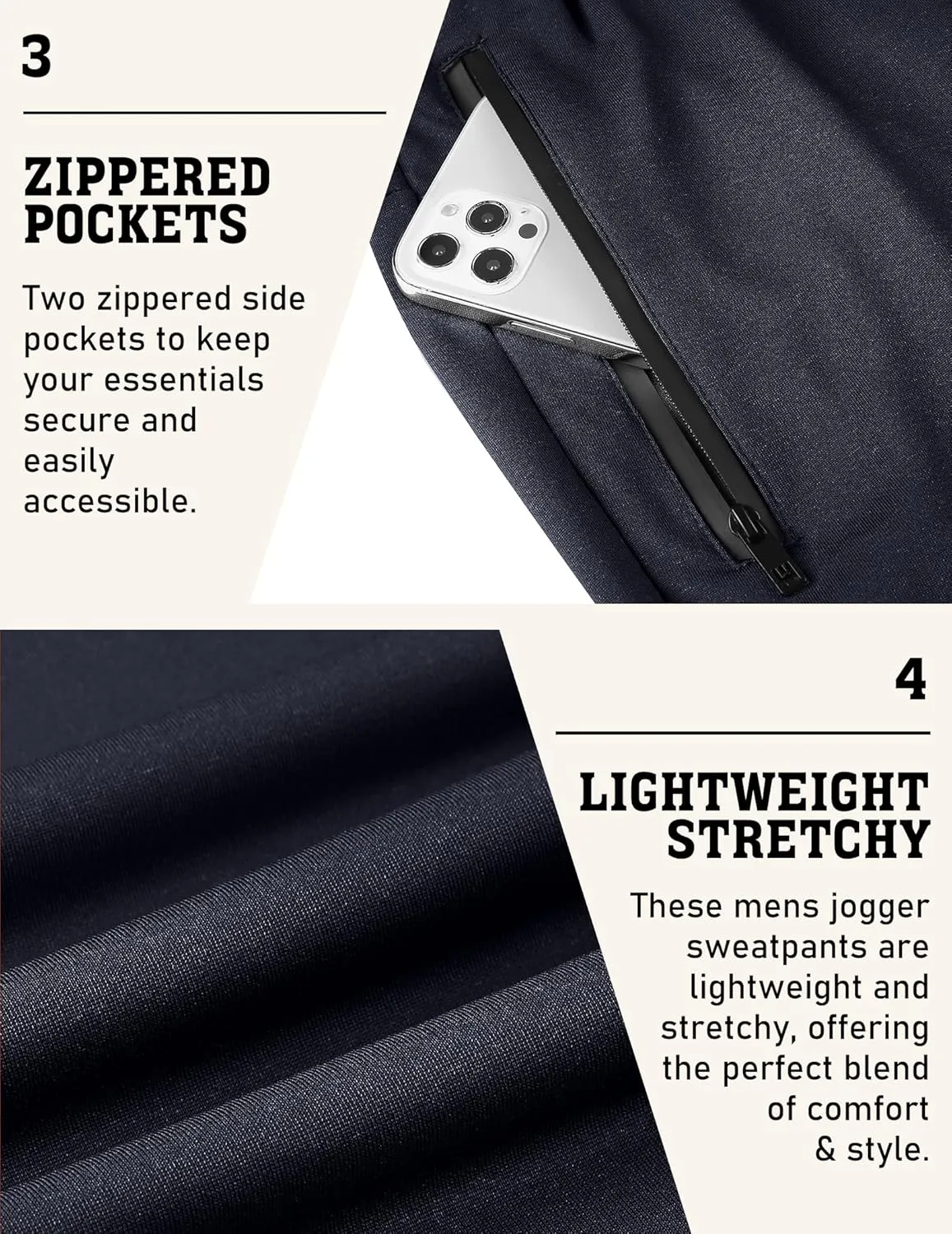 COOFANDY Men's Joggers Drawstring Jogger Sweatpants with Zipper Pockets Lightweight Slim Fit Athletic Track Pants